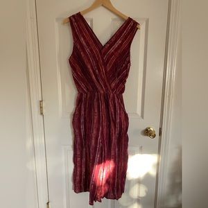 Universal Thread Burgundy Striped Jumpsuit
